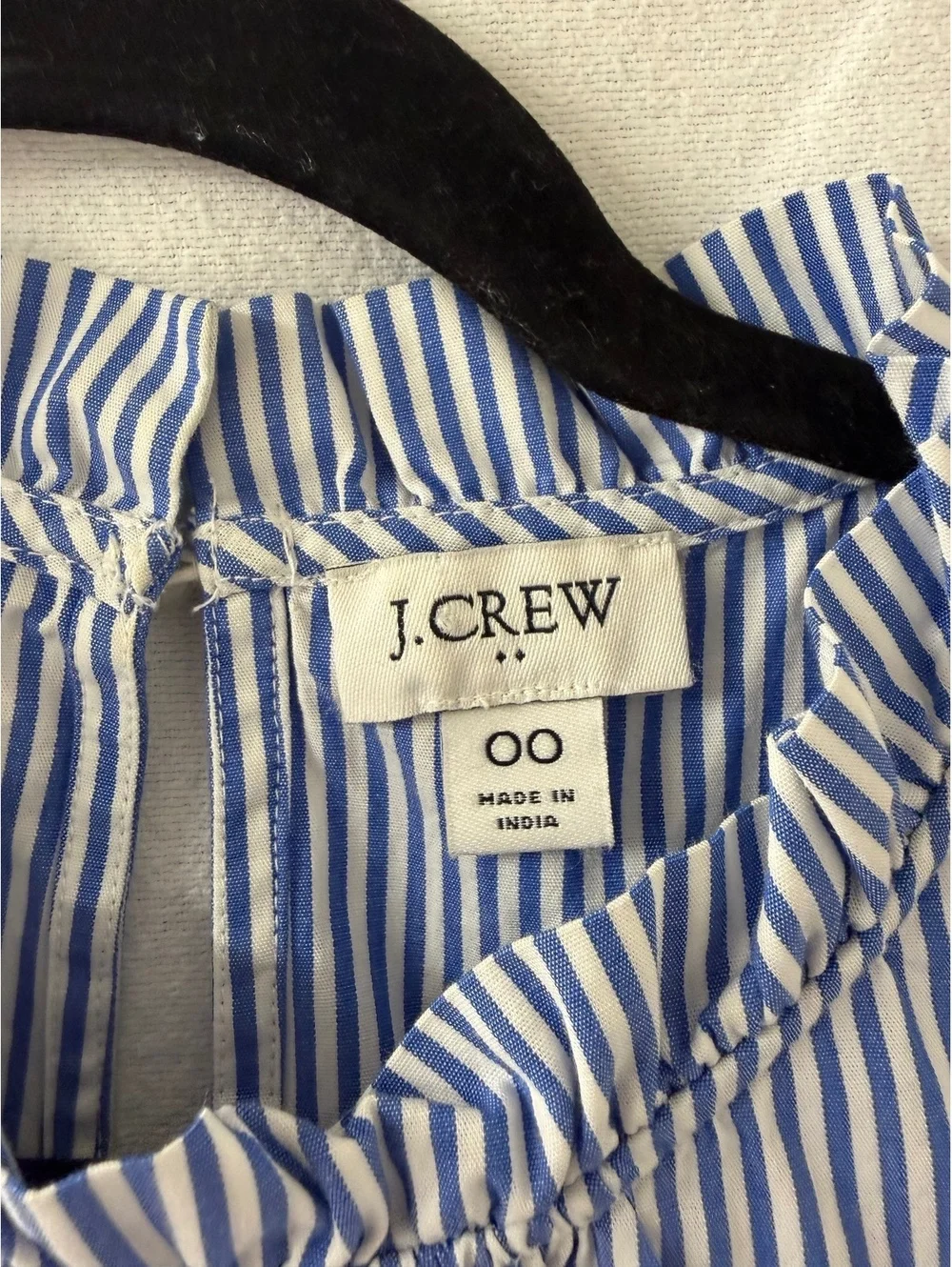 J.Crew Size 00 Blue White Striped Tiered Midi Dress Ruffle Sleeveless